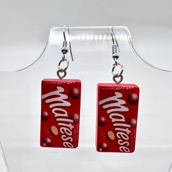 Malteser Earrings - Chocolate Candy Earrings - Food Earrings - Snack Earrings - Picture 1 of 9